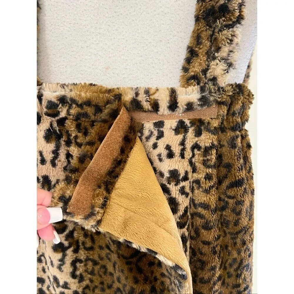 Scene Weaver Women's Cheetah Print  Fleece Bath Wrap Towel Brown OS